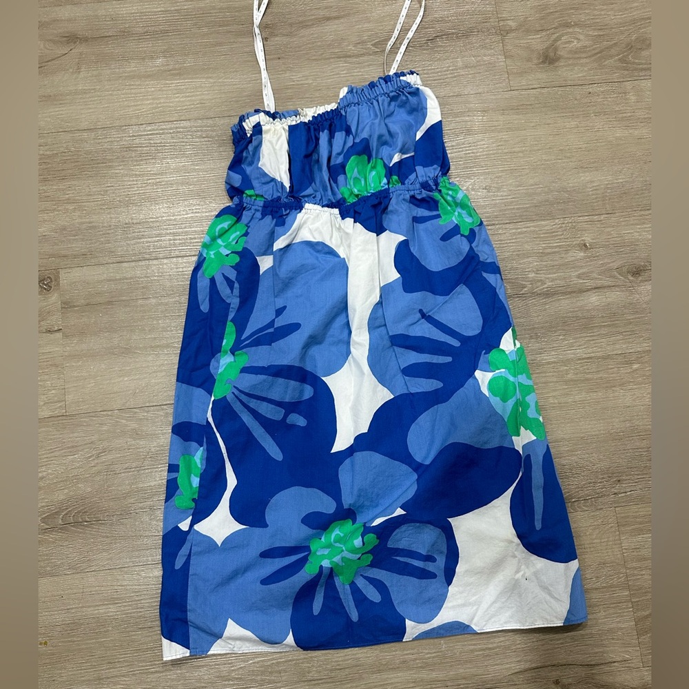 Lilly Pulitzer Blue and Green Strapless Dress